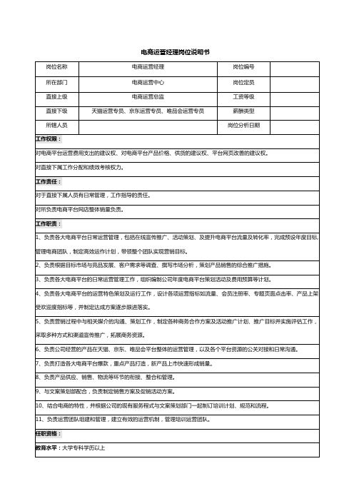 02-03 -电商运营经理岗位说明书