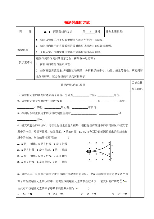 高中物理19.3探测射线的方式第3课时教学案新人教版选