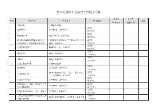 大型设备监理核查台账