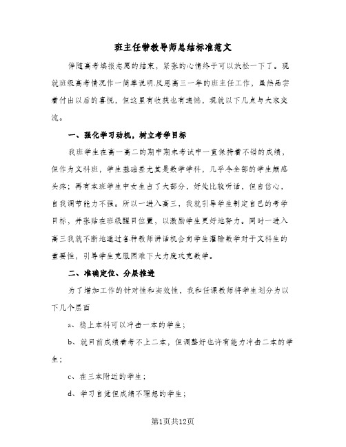 班主任带教导师总结标准范文(五篇)