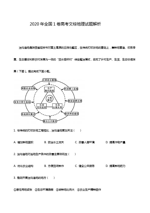 2020年全国1卷高考文综地理试题答案解析