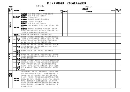 护士长一周检查工作表