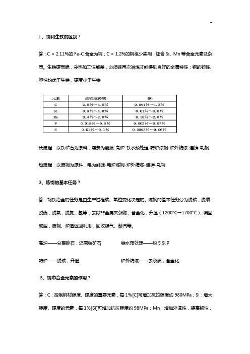 钢铁冶金学炼钢部分归纳(知识点)