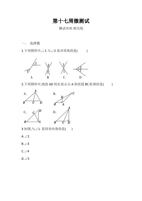 第十七周微测试  含答案 2021-2022学年华师版七年级数学上册