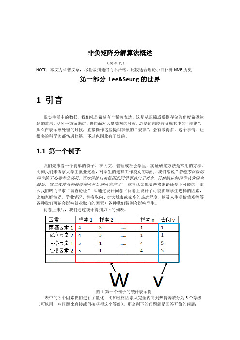 非负矩阵分解算法概述之Lee&Seung的世界