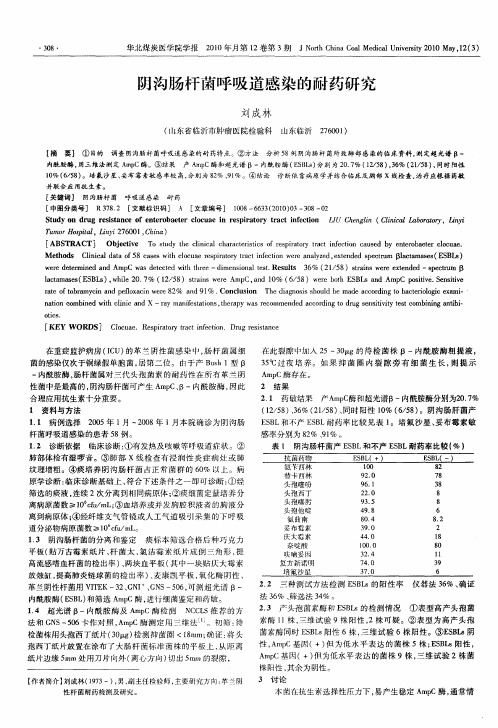 阴沟肠杆菌呼吸道感染的耐药研究