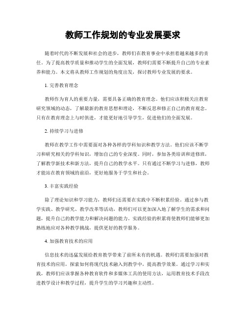 教师工作规划的专业发展要求