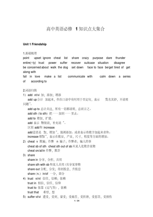 高中英语必修1知识点大集合.pdf