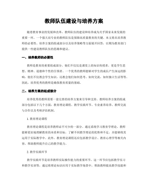 教师队伍建设与培养方案