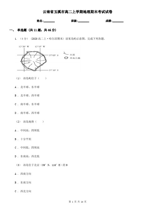 云南省玉溪市高二上学期地理期末考试试卷