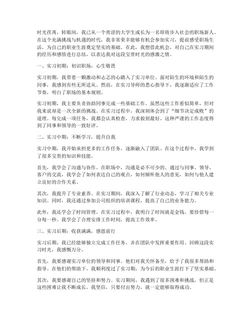 毕业大学生实习感言