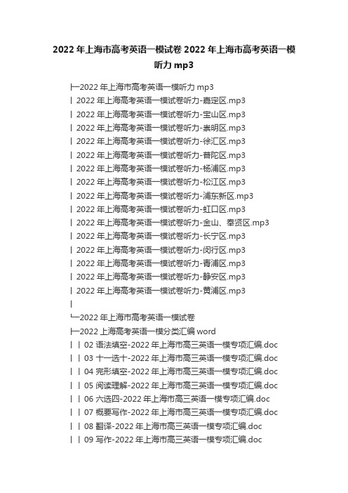 2022年上海市高考英语一模试卷2022年上海市高考英语一模听力mp3