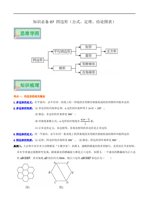 中考数学必背知识手册知识必备07 四边形(公式、定理、结论图表)