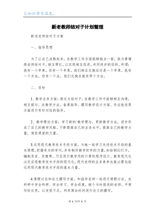 新老教师结对子计划整理