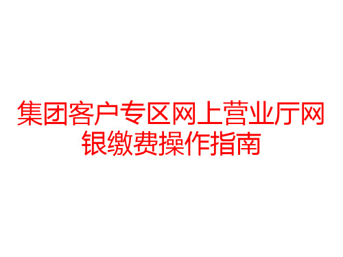 集团客户专区网上营业厅网银缴费操作指南