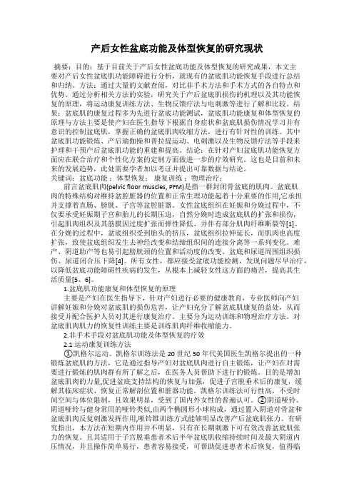 产后女性盆底功能及体型恢复的研究现状