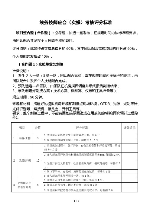 线务技师应会(实操)考核评分标准