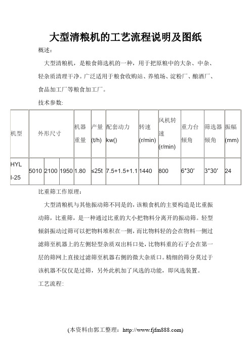 大型清粮机的工艺流程说明及图纸