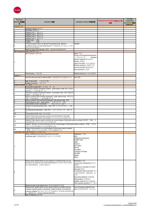 联合利华SEDEX调查资料
