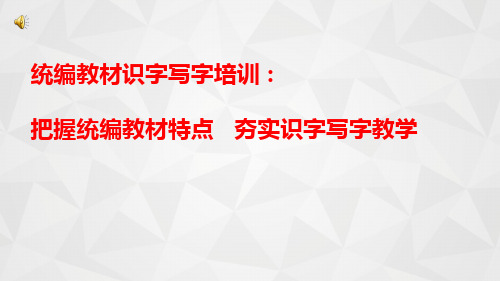 统编教材识字写字培训：把握统编教材特点   夯实识字写字教学