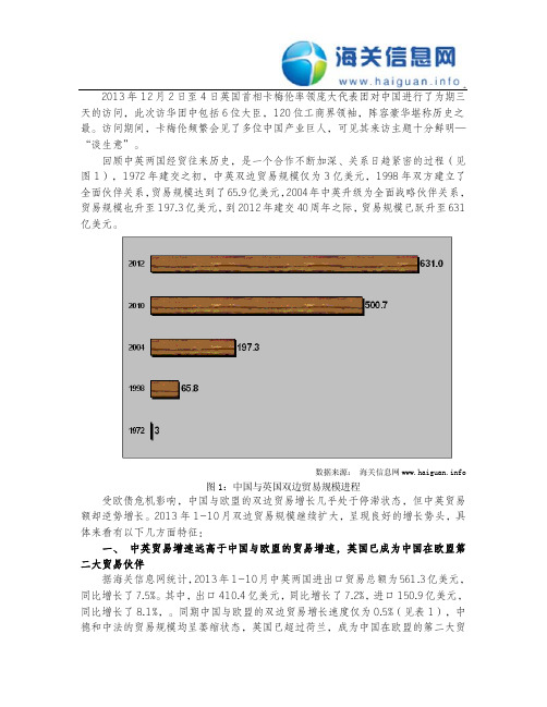 卡梅伦访华“谈生意” 中英经贸关系或上新台阶