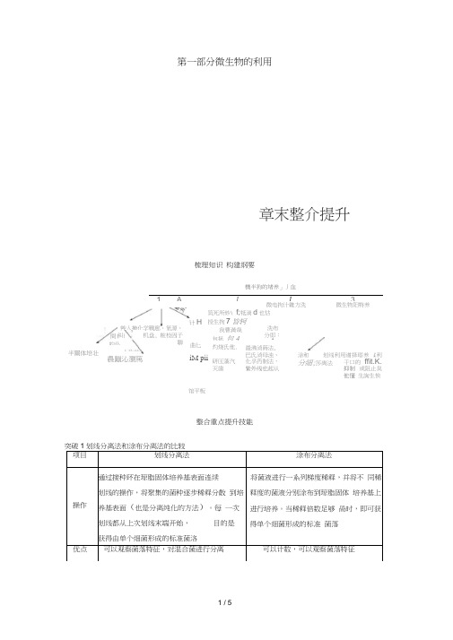 高中生物第一部分微生物的利用章末整合提升同步备课教学案浙科版选修