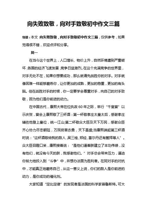 向失败致敬,向对手致敬初中作文三篇