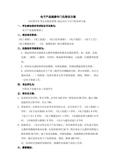 中级无线电装接调试工考证培训方案