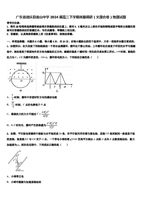 广东省德庆县香山中学2024届高三下学期质量调研(文理合卷)物理试题