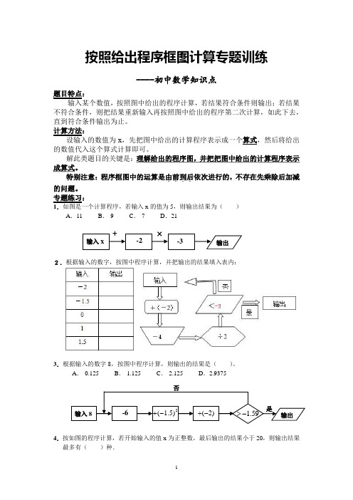 程序框图计算训练(含答案)