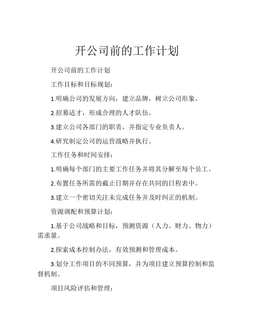 开公司前的工作计划