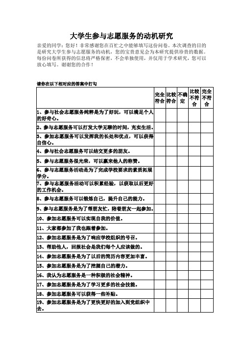 大学生参与志愿服务的动机研究