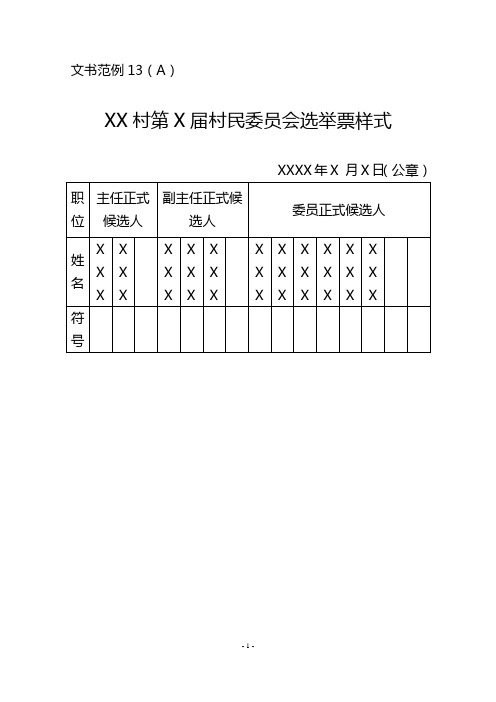 村民委员会选举票样合集.