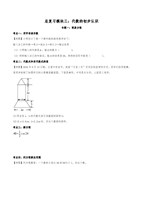 小学六年级小升初毕业分班总复习模块三：代数的初步认识