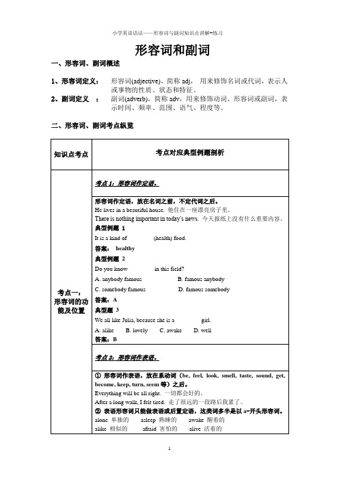 小学英语语法——形容词与副词知识点讲解+练习