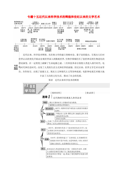 精选-江苏专版2020版高考历史一轮复习模块三文化发展历程专题十五近代以来科学技术的辉煌和19世纪以来的文