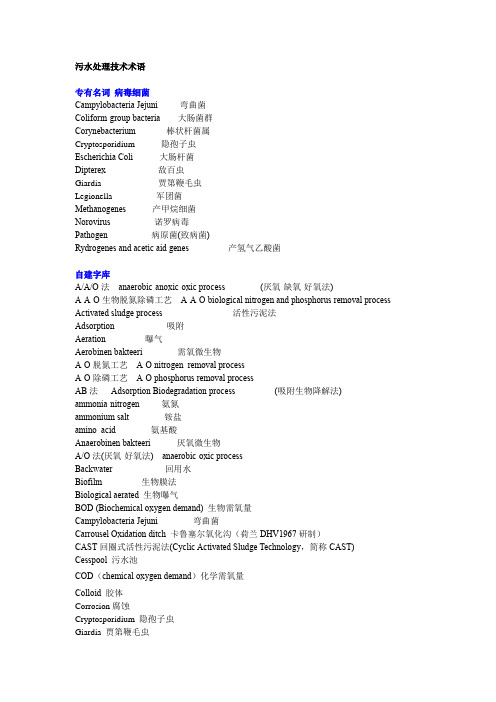 《污水处理技术》术语英语词汇大全
