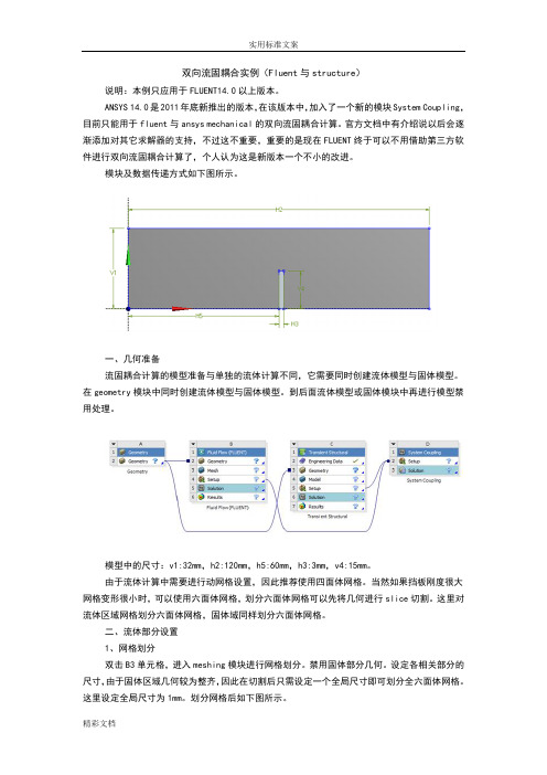 双向流固耦合实例Fluent与structure