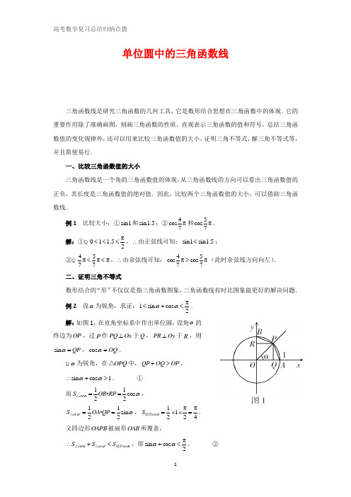 高中数学总结归纳 单位圆中的三角函数线