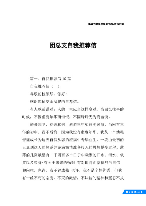 团总支自我推荐信