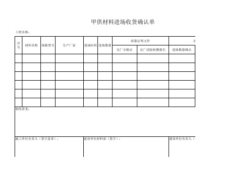 3甲供材料(设备)进场收货确认单