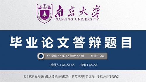 南京大学 开题报告论文答辩精美框架式PPT模板