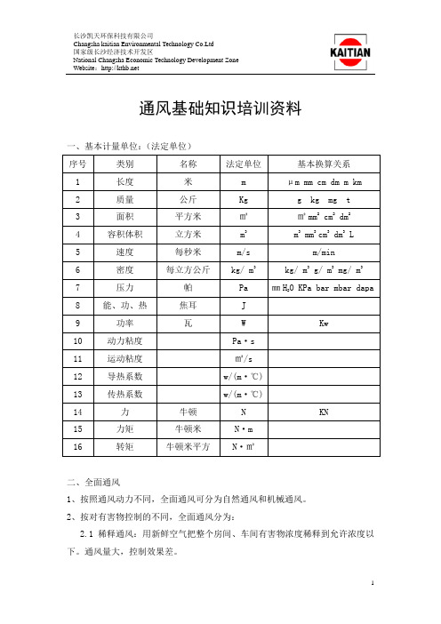 通风基础知识培训资料