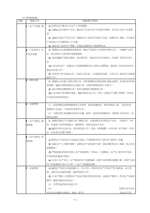 生产管理部部门及岗位职责