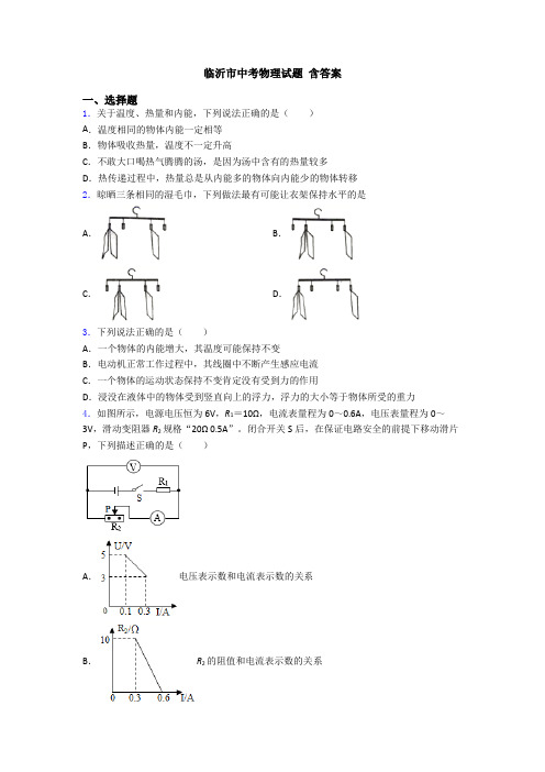 临沂市中考物理试题 含答案