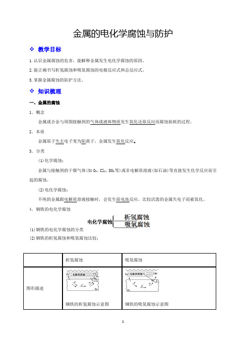 人教版高中化学选修4第15讲：金属的电化学腐蚀与防护