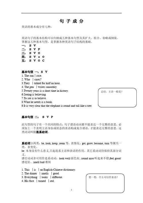 初高衔接英语句子成分