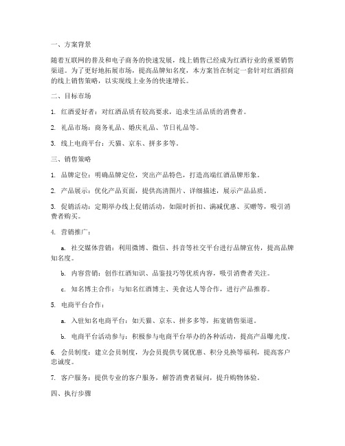 红酒招商线上销售方案