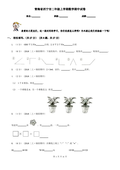 青海省西宁市二年级上学期数学期中试卷