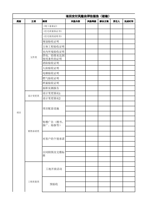 万科项目交付风险自评估报告(初检)